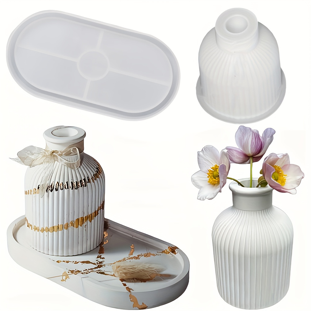 Coaster Mold Round - 1/2pcs Vase Tray Silicone Mold, Oval