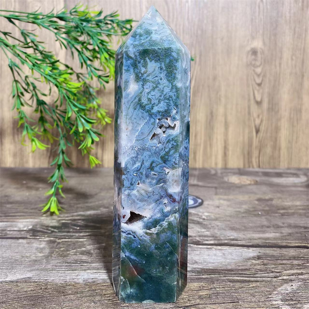 Terrarium Moss Art - Big Green Moss Agate Druzy Natural