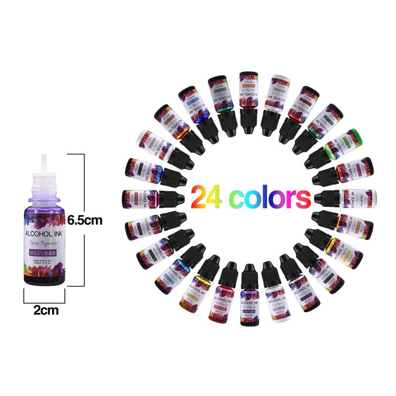 24 Color/Set 10ml  Resin Pigme - Resin Dye Alcohol incelemesi ve fiyatı