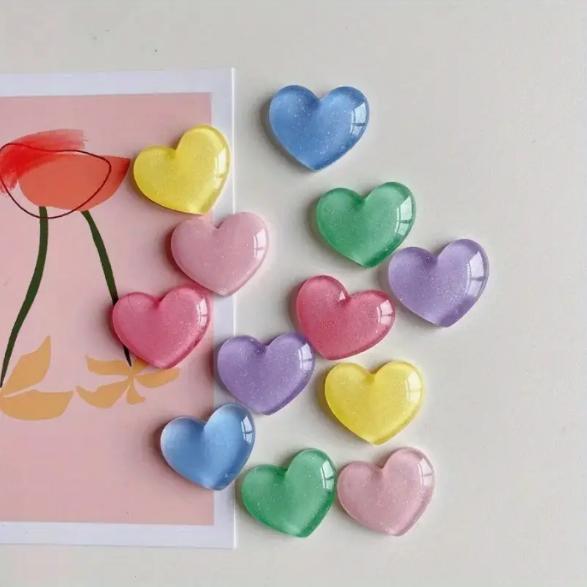 6pcs Colorful Heart Shaped Fri - Resin Glitter Pack incelemesi ve fiyatı