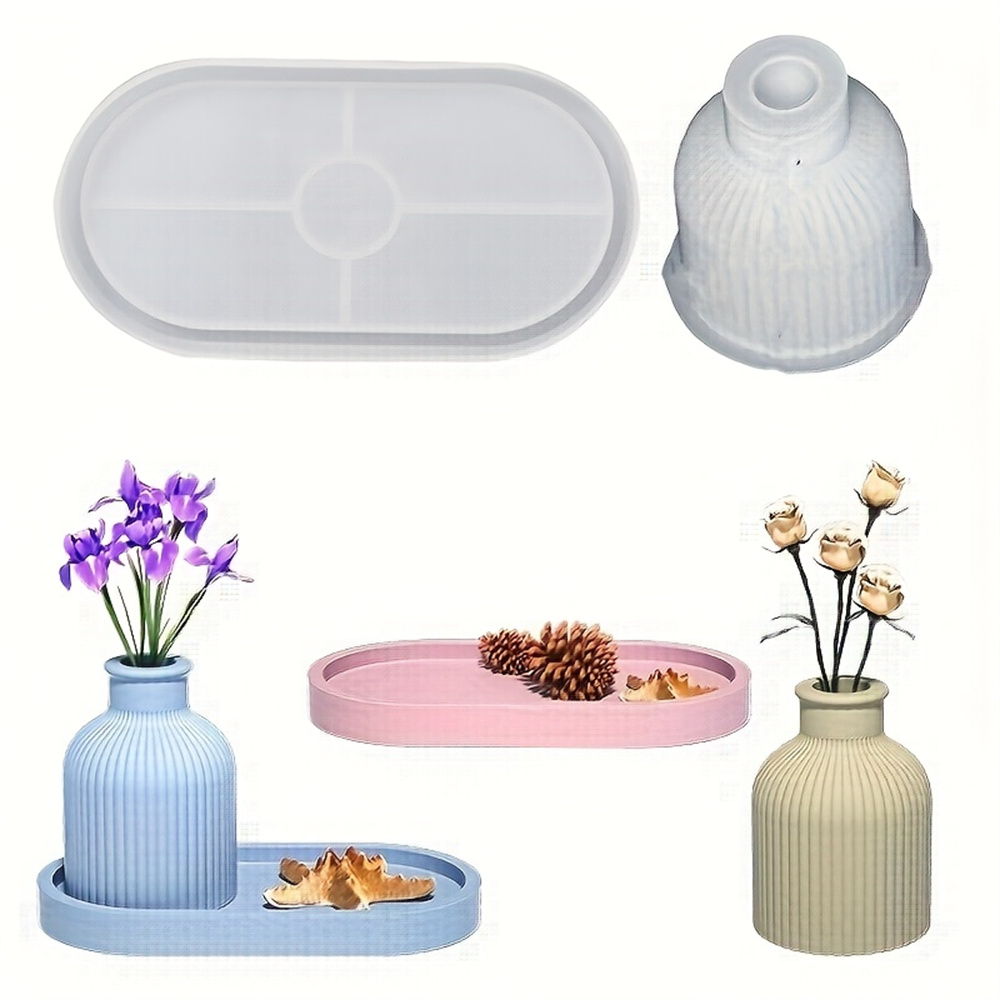 1/2pcs Vase Tray Silicone Mold - Coaster Mold Round incelemesi ve fiyatı