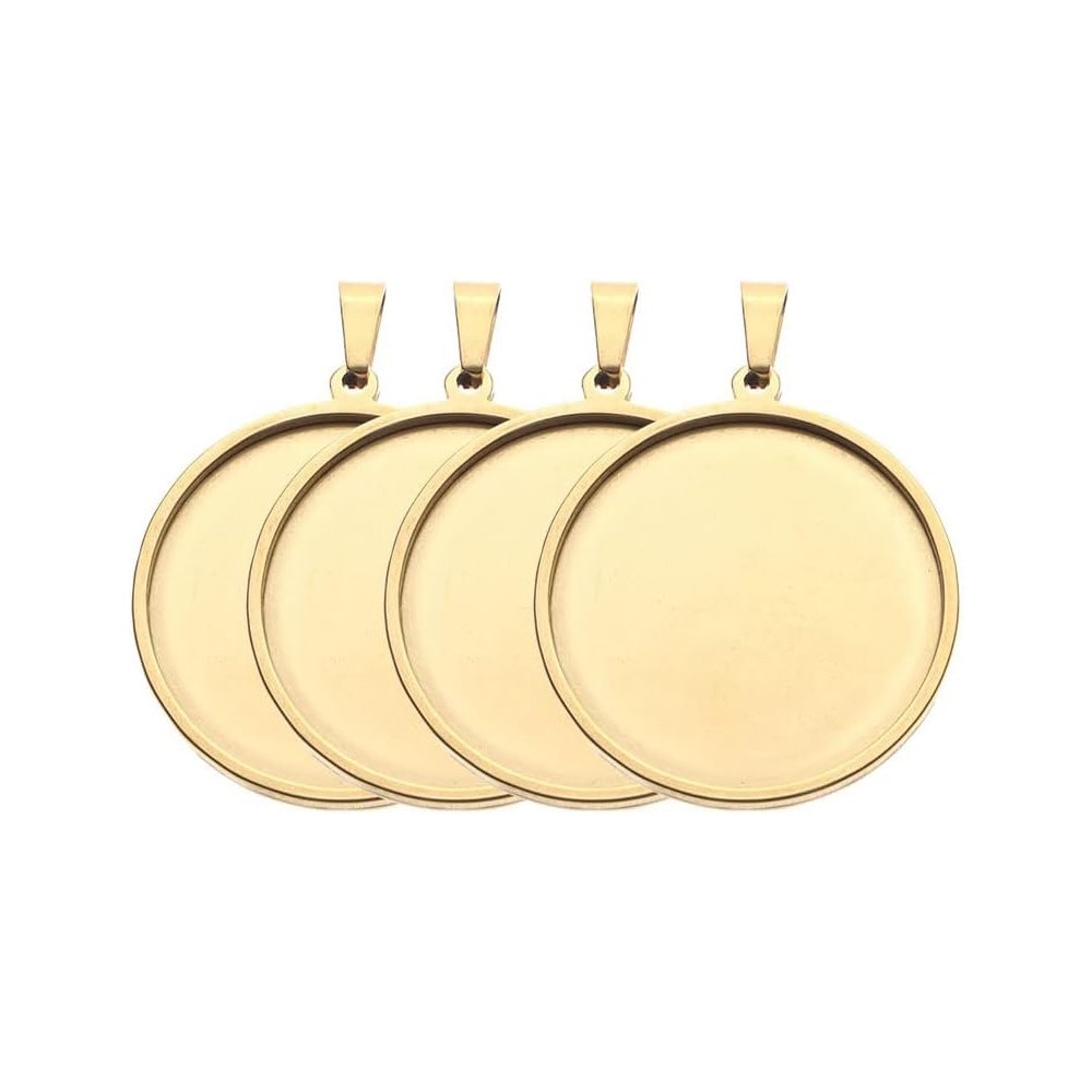 5Pcs/Lot Stainless Steel Round - Bezels Set Pendant incelemesi ve fiyatı