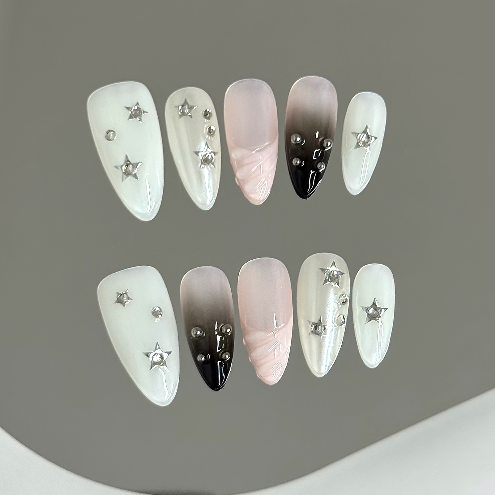 10pcs Almond Fake Nails Star G - Resin Craft Material incelemesi ve fiyatı